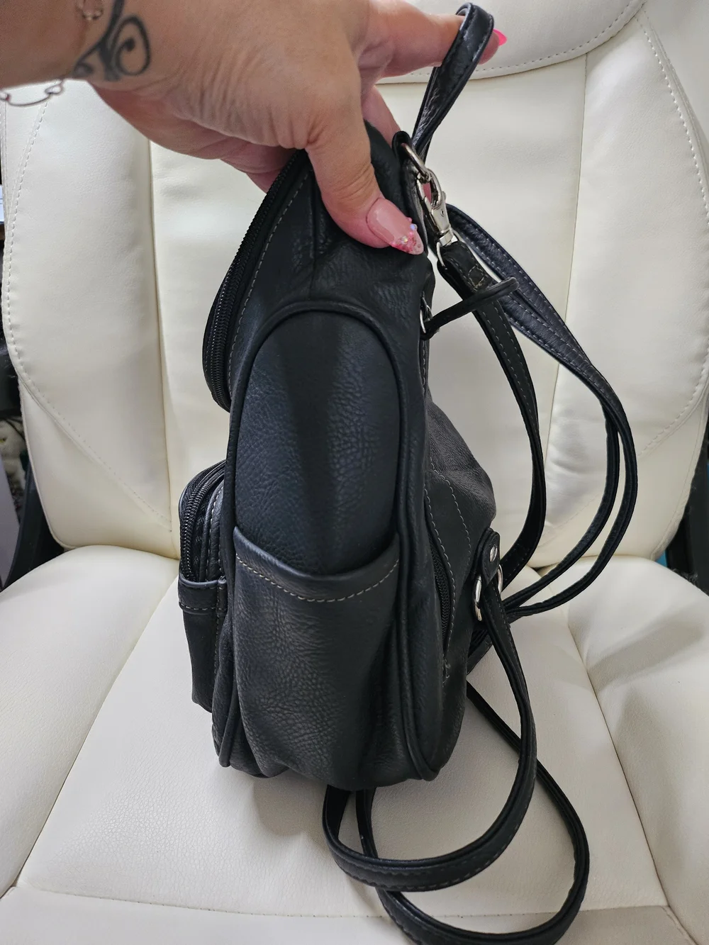 St. John's Bay Black Faux Leather Small Backpack